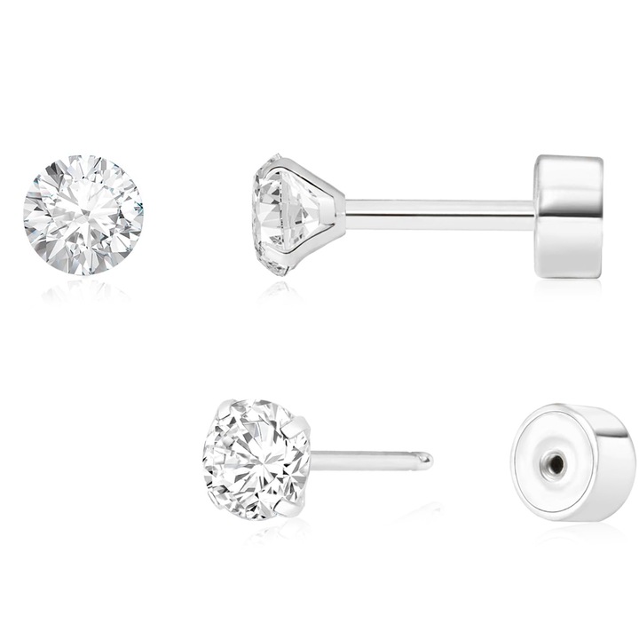 Cercei, argintiu, inox, hipoalergenici