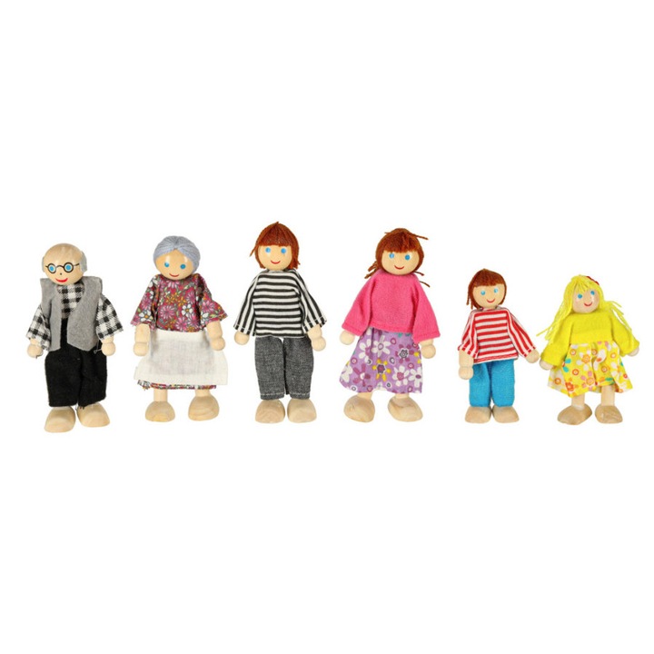 Set 6 papusi din lemn Familia Puppet