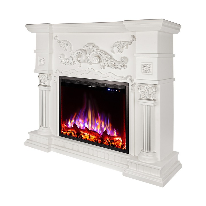 Semineu electric Miraj mini & Tomas, Art Flame, 1050x1200x320 mm, 1500W, 50 de combinatii de culori, Termostat, Busteni si cristale