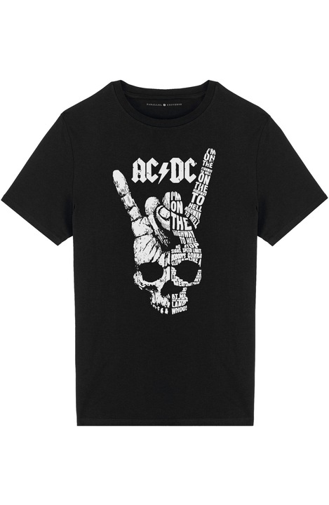 Tricou de bumbac cu imprimeu ACDC Rocks, regular fit, Negru, XL