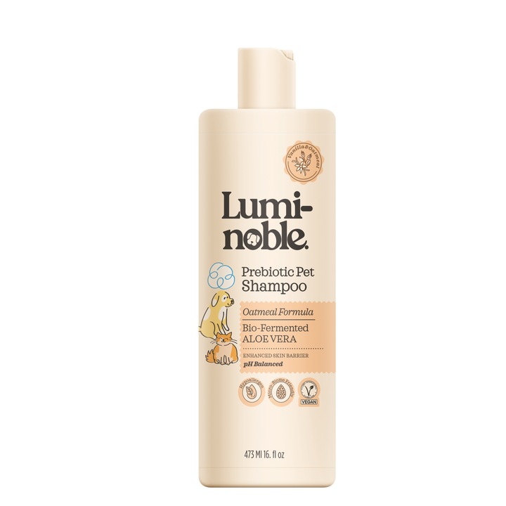 Пребиотичен шампоан за кучета и котки с екстракт от овес и алое вера, Lumi-Noble, 473 ml