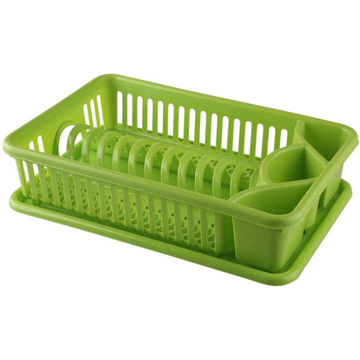 Поставка за сушене на съдове Bentom, с кукички, 42x26см, зелен