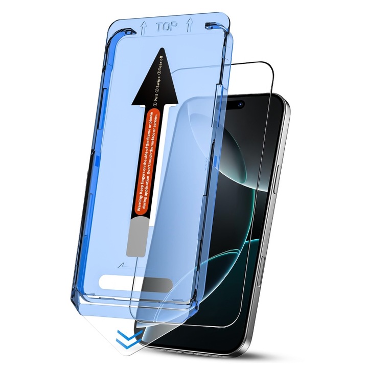 Защитно фолио за протектор на екрана iPhone16 pro, с комплект за незабавно нанасяне и функция за автоматично отстраняване на прах, изработено от 9H+ защитено стъкло, Super HD яснота, електронно олеофобно покритие и обработка против пръстови отпечатъци