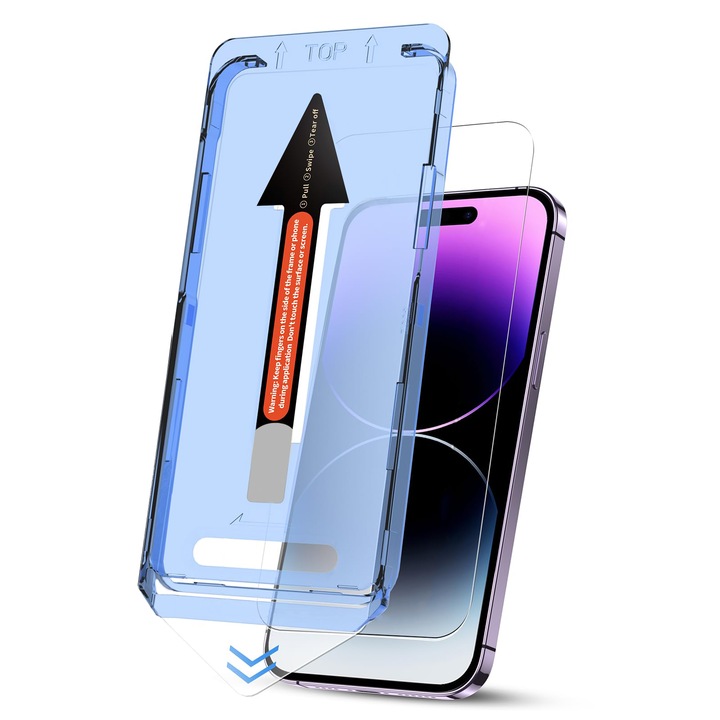 Защитно фолио за протектор на екрана на iPhone13, с комплект за незабавно нанасяне и функция за автоматично премахване на прах, изработено от защитено стъкло 9H+, Super HD яснота, електронно олеофобно покритие и обработка против пръстови отпечатъци