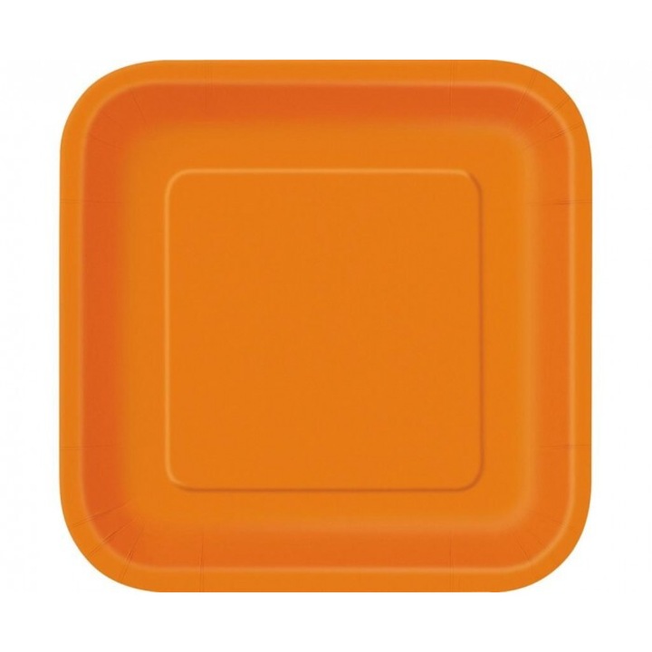 Оранжеви хартиени чинии 23x23см, комплект 14 бр., Godan