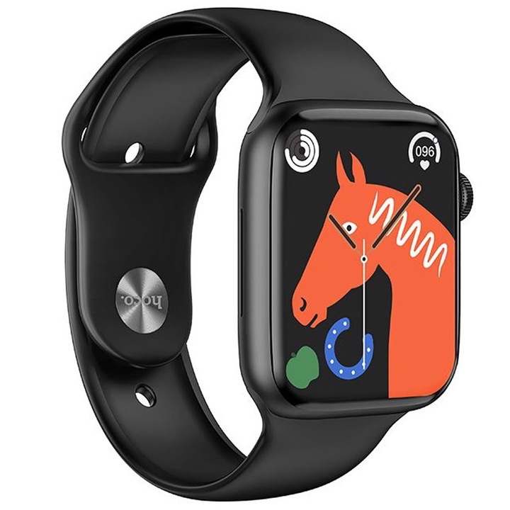 Смарт часовник HOCO Y12, 128MB памет, Bluetooth, множество приложения, 220mAh, силиконова каишка, черен