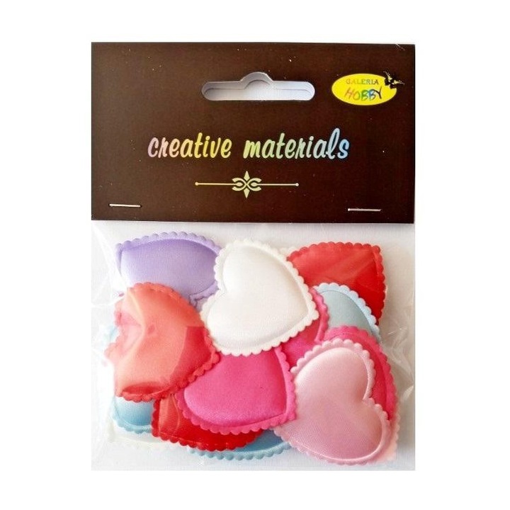 Anyag szív applikációk 3,5 cm 18 db MIX