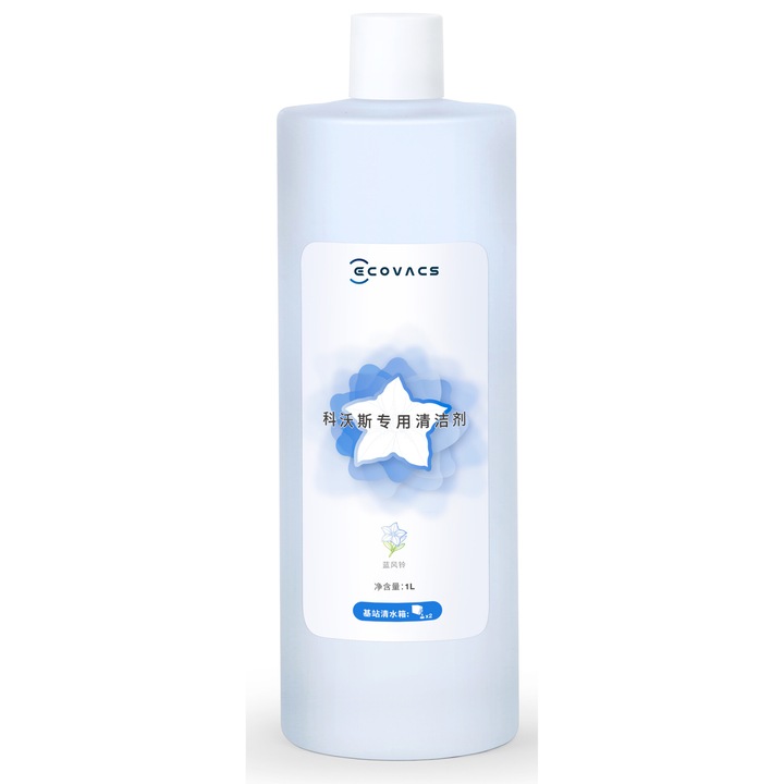 Solutie curatare Ecovacs Deebot 1L, parfum de clopotel salbatic, compatibil cu Deebot X1/T10/T20 Family, cantitate recomandata la o utilizare: aprox 20 ml
