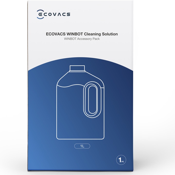 Solutie curatare Ecovacs Winbot 1L, parfum de clopotel salbatic, compatibil cu W710/730/830/850/880/920/930/950/X/W1PRO/W2