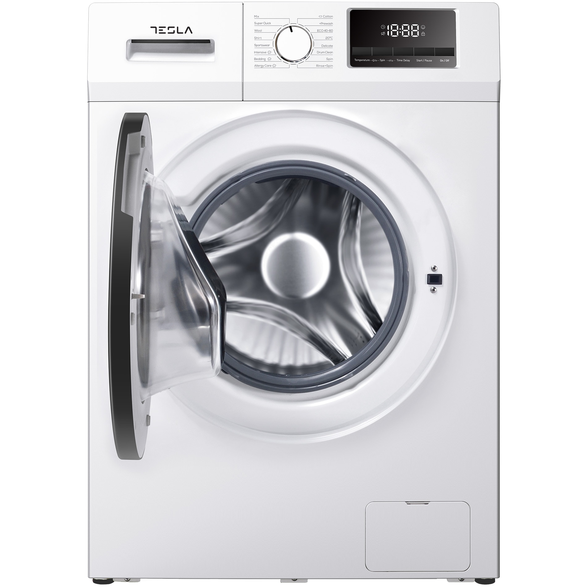 Masina de spalat rufe Tesla WF81460T, 8 kg, 1400 RPM, Clasa A, Inverter, 16 programe, Spin Speed, Sistem Child Lock, Delay Start, LED alb, Alb