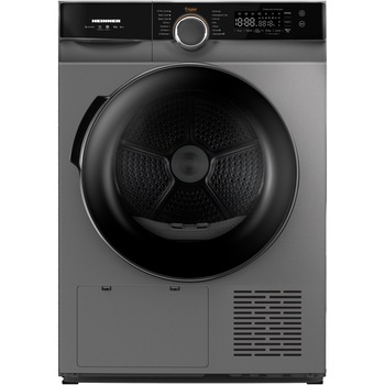 Uscator de rufe Heinner HHPD-M9K3SA+++, Pompa de caldura, 9 kg, Inverter, 14 programe, Clasa C, Control touch, Functie Anti-Sifonare, Program Sterilizare, Iluminare cuva, Argintiu