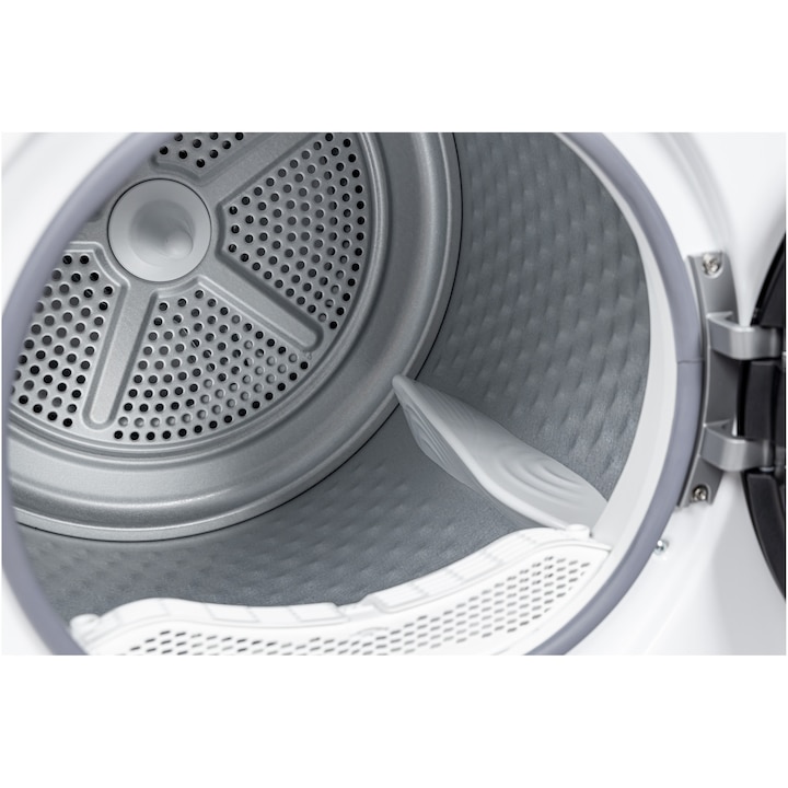 Uscator de rufe Heinner HHPD-M10K3A+++, Pompa de caldura, 10 kg, Inverter, 14 programe, Clasa C, Control touch, Functie Anti-Sifonare, Program Sterilizare, Iluminare cuva, Alb