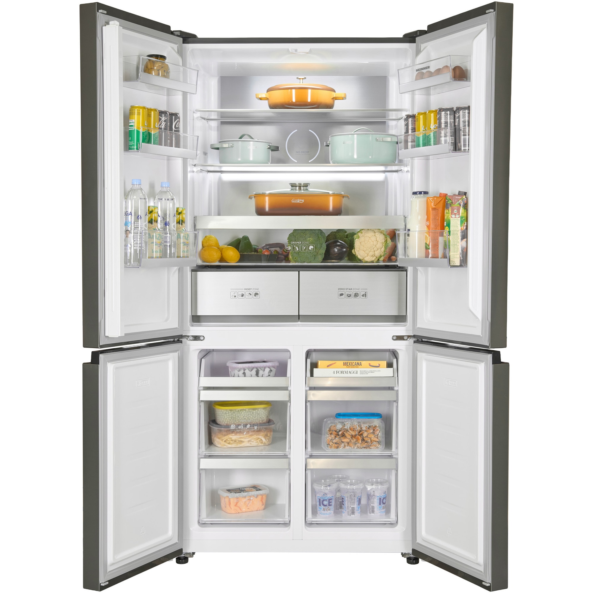 Side by side Heinner HSBS-HM522MDNFXE++, 522 l, Full No Frost