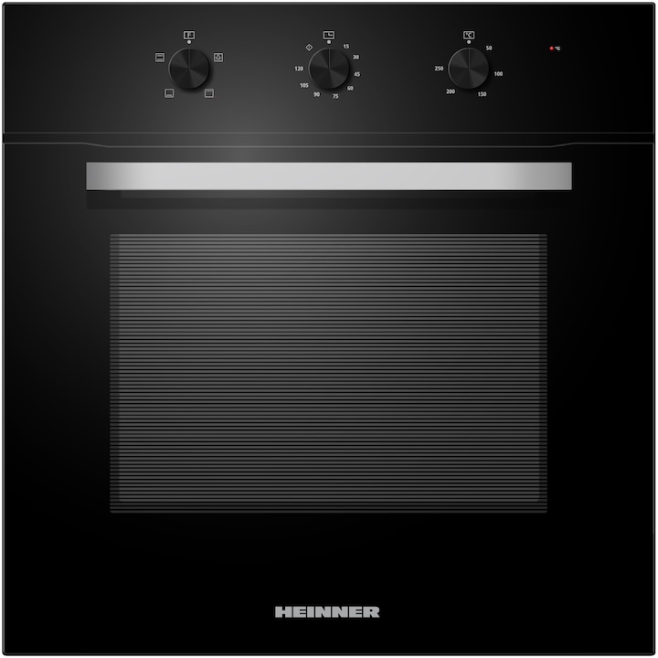 Фурна за вграждане Heinner HBO-M654G-GBK, Електрическа, 70 л, Механичен таймер, Грил, Осветление, Клас А, Черно стъкло
