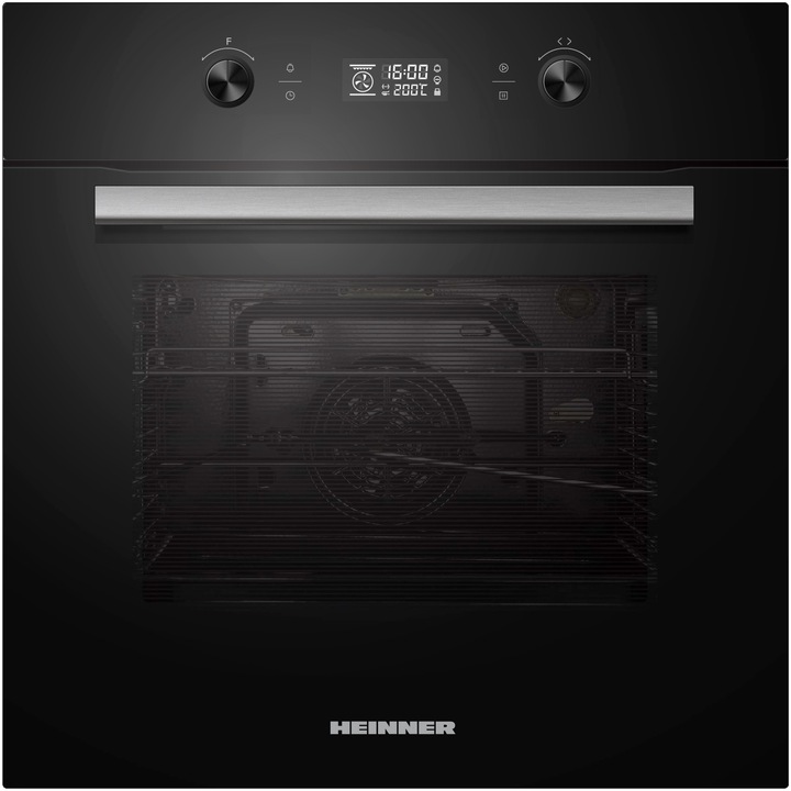 Heinner HBO-M709GCDRC-GBK Beépíthető sütő, Elektromos, 70 l, katalitikus öntisztítás, digitális időzítő, érintőkijelző + gombok, kijelzőzár, visszahúzható gombok, A energiaosztály, fekete