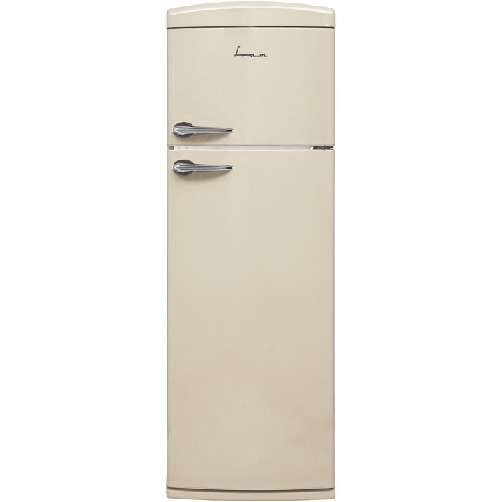 Хладилник с две врати Fram FDD-VRR311BGE++, 311 л, Механично управление с регулируем термостат, LED осветление, Клас E, H 179.4 см, Бежов