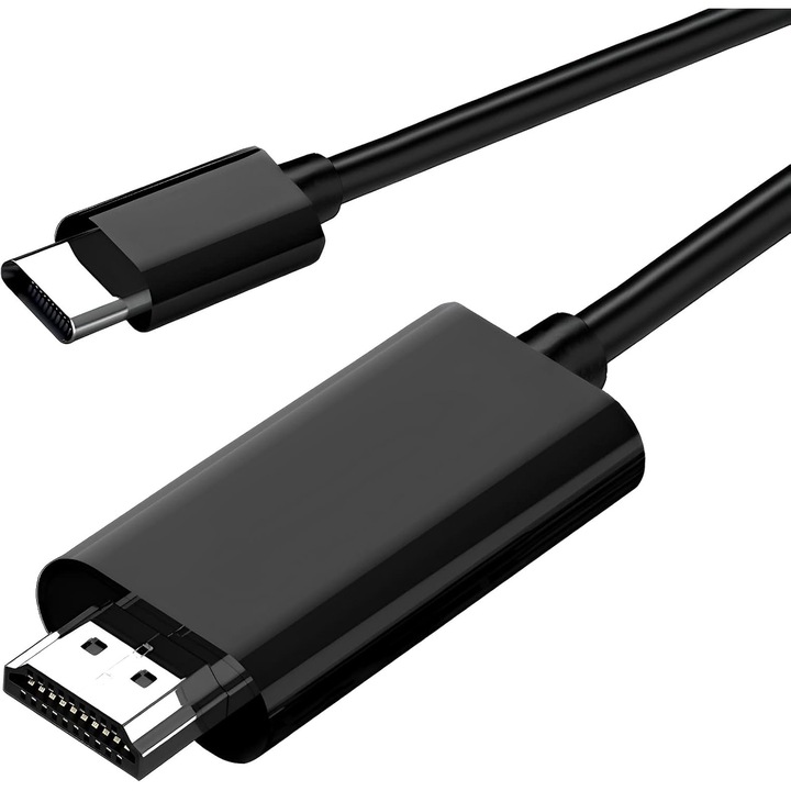 Кабел TOIITKQ, HDMI 2.1, USB C към HDMI, 2M, 4K, За монитор, Ultra HD, За iPad pro, USB C към HDMI адаптер за MacBook air, Сив, Меден проводник