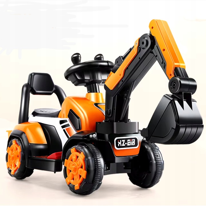 Електрически багер за деца Luxma XZ-219, 2 скорости, музика, жълт, 47x63x34см, пълен комплект