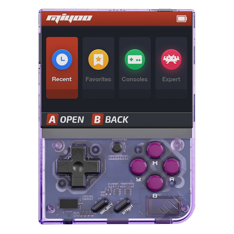 Consola de joc Miyoo Mini Plus, culoare mov transparent, portabila