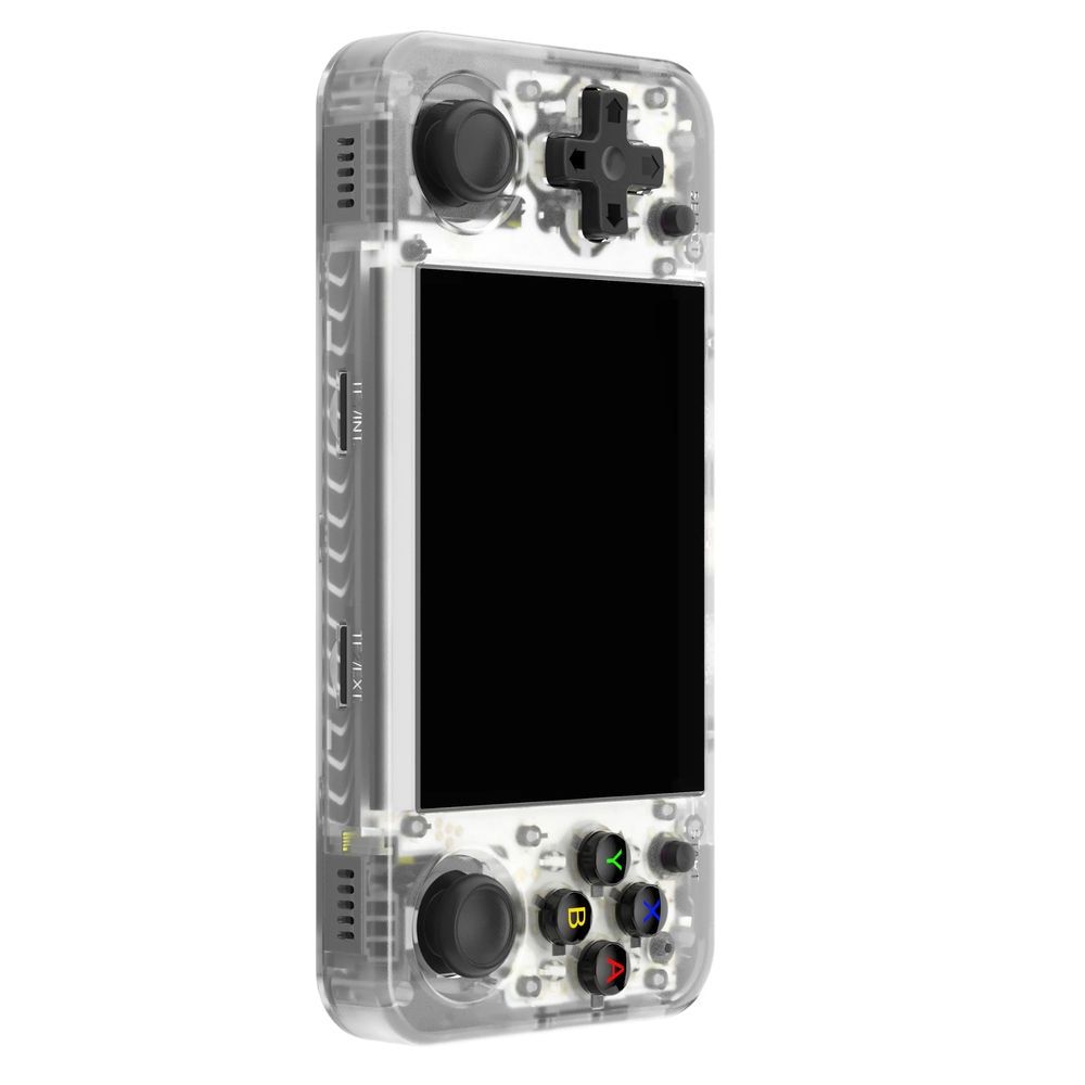Consola portabila retro ANBERNIC RG35XX H cu jocuri, quad core Cortex-A53 1.5GHz, 1GB LPDDR4, IPS LCD 3.5" 640x480, 3300 mAh, WiFi 5, Bluetooth 4.2, alb transparent