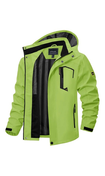 Jacheta softshell TACVASEN pentru barbati, usoara, impermeabila, rezistenta la apa, marimea L, culoare verde neon