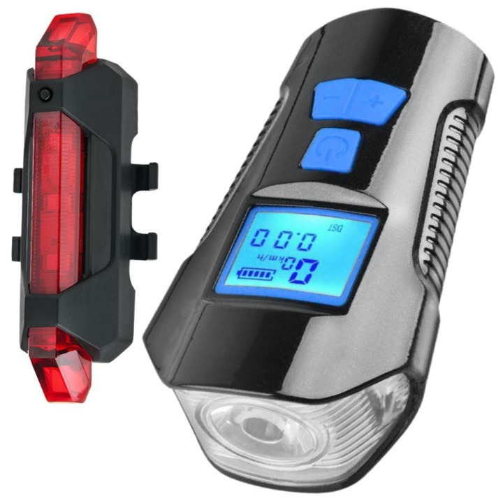 Lampa Pentru Bicicleta, Multifunctionala, Baterie Reincarcabila, Impermeabila, Abs, 300Lm, Sunet 120 Db, 4 Moduri De Iluminare, Certificat Ce, Cinci Moduri: Odo, Dst, Mxs, Avs Si Tm