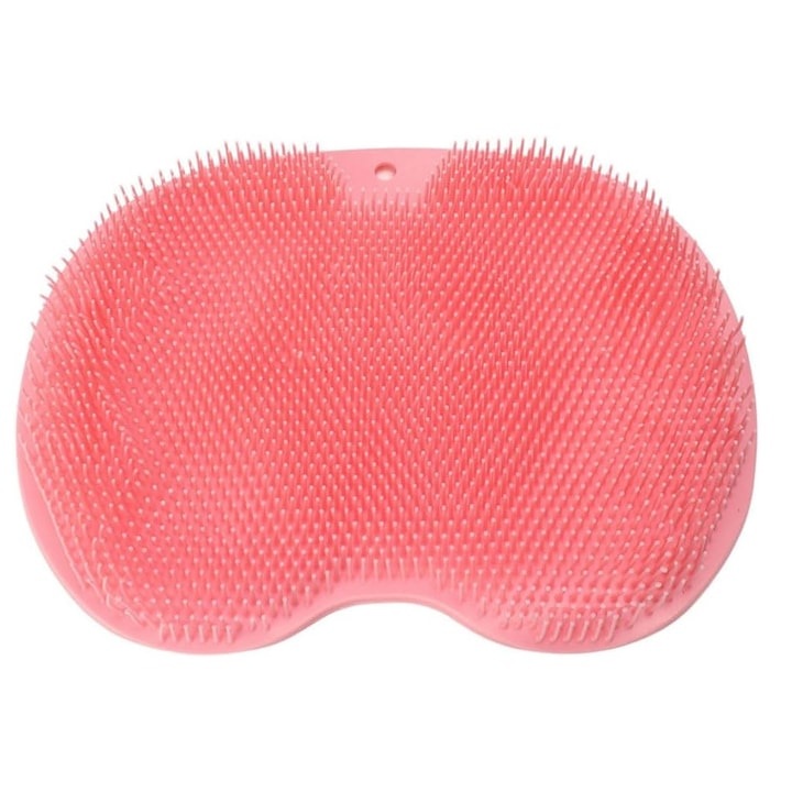 Covoras Masaj Picioare Macvi® pentru Dus sau Baie, Din Silicon Antiderapant, Roz, 30 x 25 cm