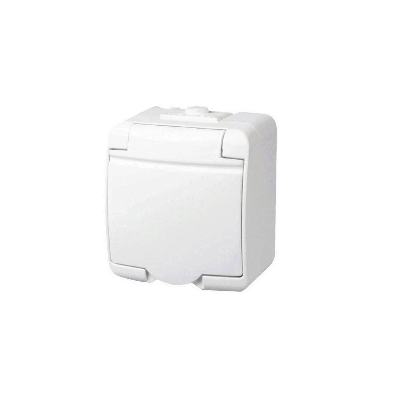 Priza montaj aparent Home Aquastar 21141, alb, 1 locas, IP 44