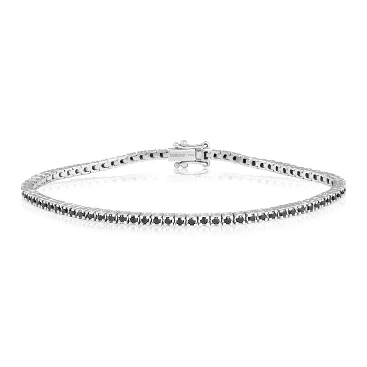 Bratara Tennis Aur 18k Diamante Negre DERUVO, BCBF01941-BDW18, Lungime 18