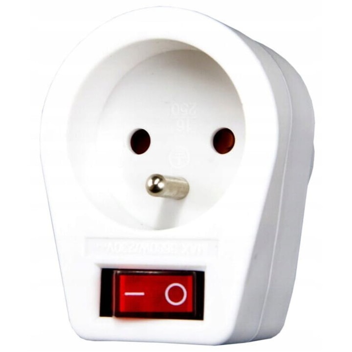 Priza cu conector si impamantare, DUWI, 230V, 16A, 6 x 6 x 5cm, Alb