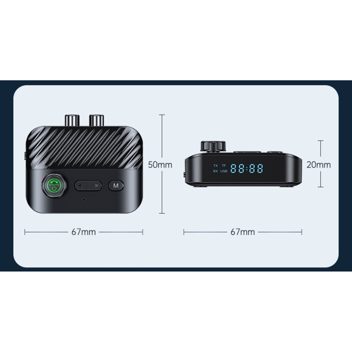 Adaptor Bluetooth 5.3, Suport SD card si USB, Versiunea telecomenzii, Cu afisare pe ecran, Semnal puternic, Transmitator si Receptor TX/RX, HD, RCA, AUX jack 3.5 mm pentru Casti, TV, Masina, Sistem Audio, Home Cinema, Laptop, PC, Negru