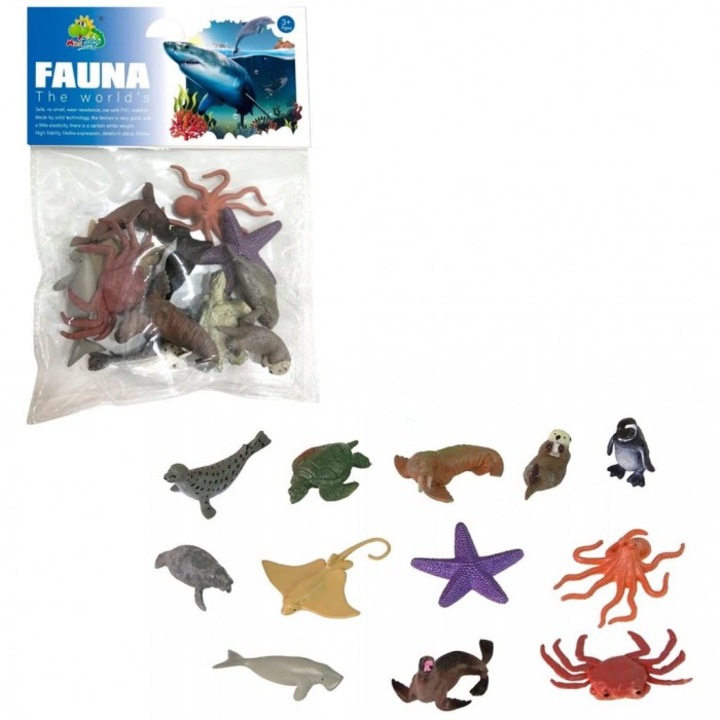 12 db tengeri állatfigurás készlet, Trifox, 174x168mm, fólia