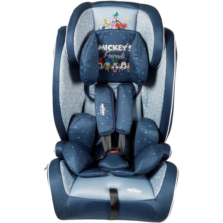 Scaun auto Disney Mickey Mouse, 76-150cm, sistem ISOFIX, material hipoalergenic, lavabil