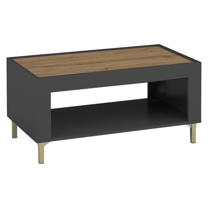 Masuta Nivorta NV9, MIRJAN24, negru + stejar whisky, 56x97x47 cm