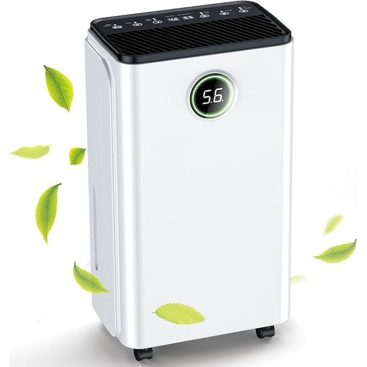 Dezumidificator Heber®, 12 l/zi afisaj si control digital, dezumidificare inteligenta, functie uscare haine, temporizator 24 de ore, WiFi, Smart Life