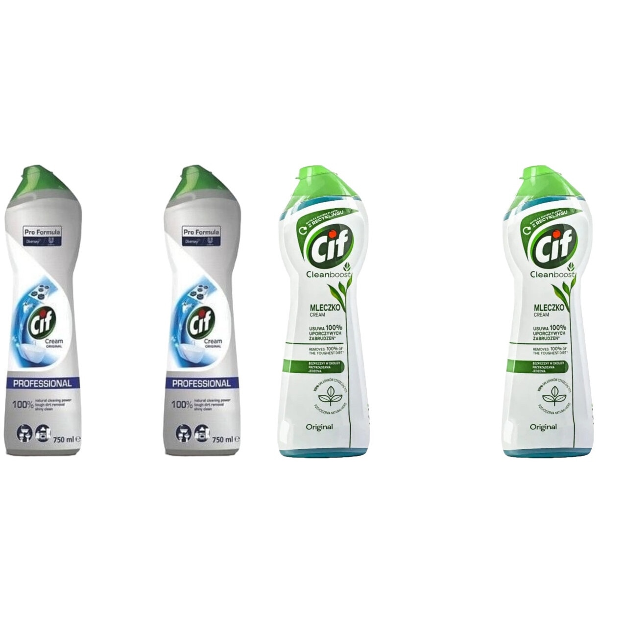 Cif Set 4 x Variety, 2 x Cream 750ml Universal Original Solution, 2 x ...