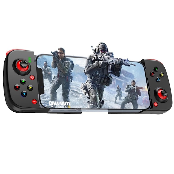 GamePad Controller Gaming pentru telefon Android, iOS, PC, PS, Nintendo Switch, Wireless, Bluetooth 5.0, Durata lunga de viata a bateriei si compatibilitate, Negru