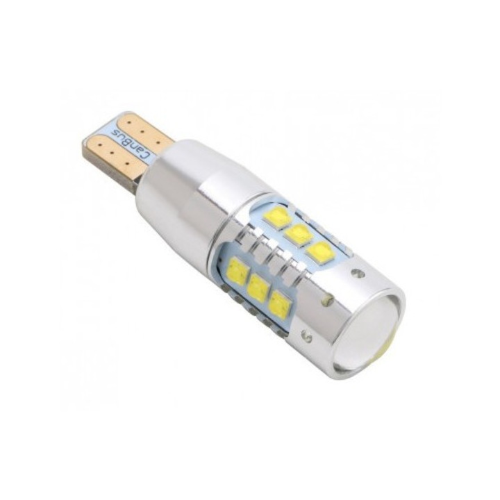 Bec LED auto T10 Canbus Xenon Bright 80W 16x5W alb 9-32V