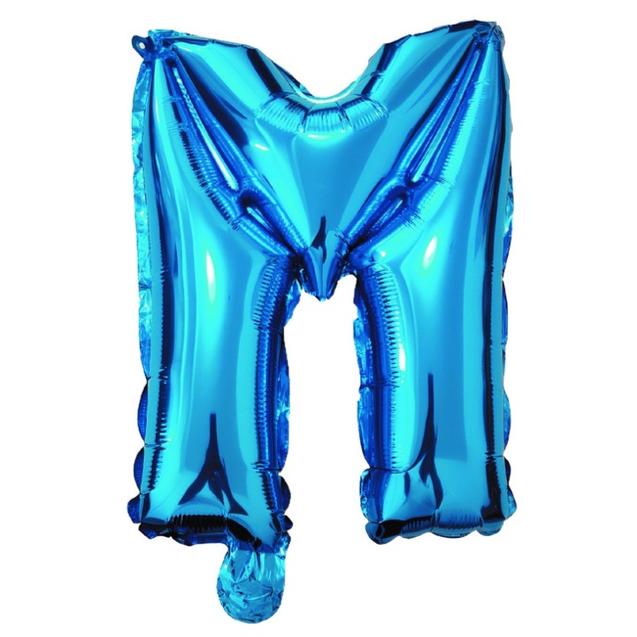 Буква M Teno® балон, металик, за партита/годишнини/събития, издръжлив, фолио, син, 40 см