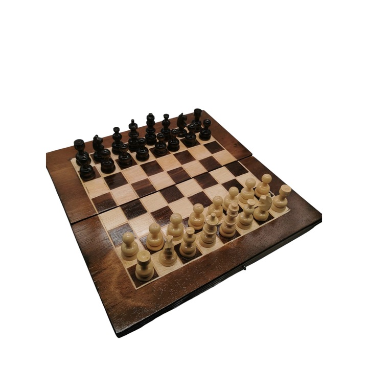 Joc de Sah, Table si Dame, din Lemn Masiv, 32 cm, Fabricat in Romania
