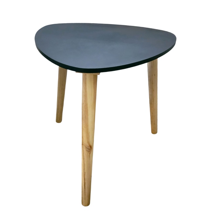 Маса за кафе, дървена, черен цвят, овална форма 38,5 x 38,5 x H 39 cm