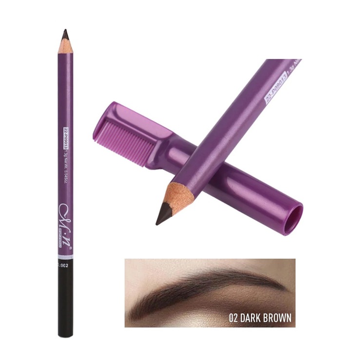 Creion sprancene 02 maro inchis MN Perfect Eyebrow Pencil, Waterproof&Long Lasting
