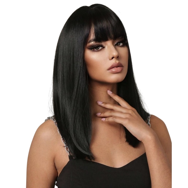 Peruca pentru femei, par drept de lungime medie, 45 cm, culoarea brunet, The Casius.®