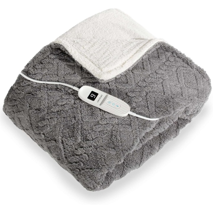 Електрическо одеяло Cecotec HeatComfort ThermalBlanket, Защита от прегряване, Таймер, 160 x 130 см, 160W, 9 нива, Сиво