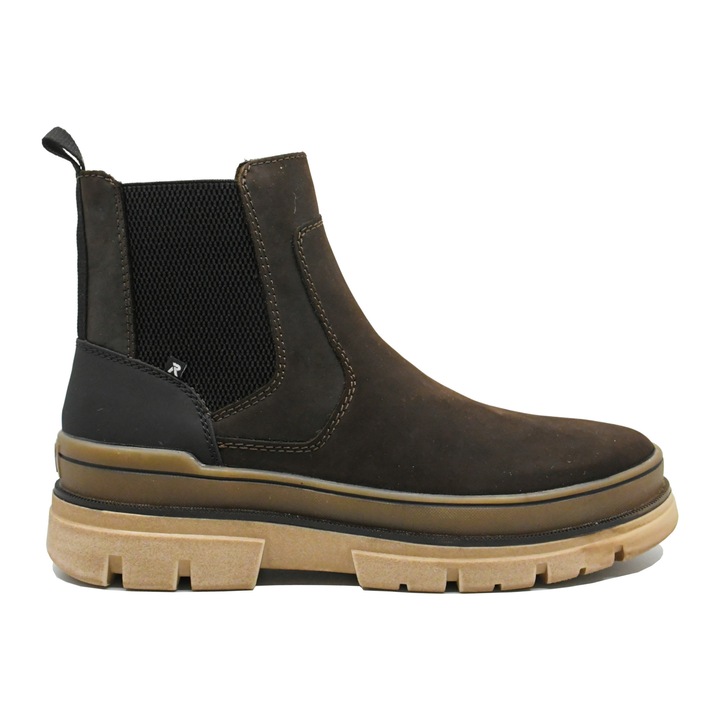 Ghete Rieker barbati cu talpa inalta, maro din piele intoarsa RIKU1272-25, Maro