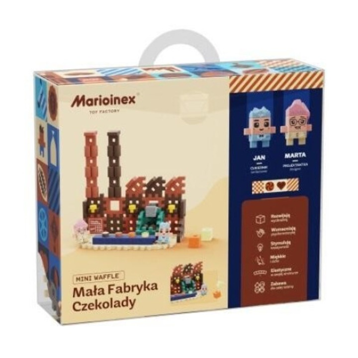 Конструктор Mini Waffle, Marioinex, Шоколадова фабрика, 100 части, 65x191 мм, за деца 6+
