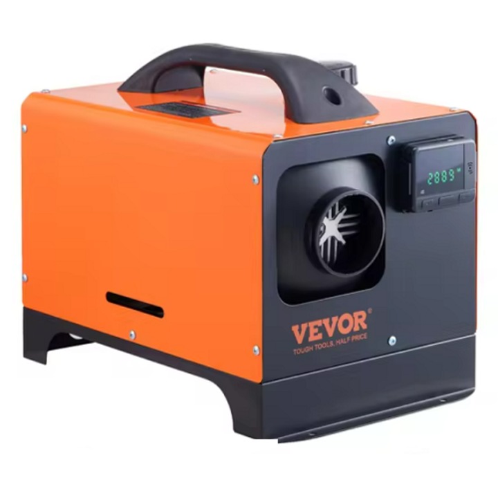 Dízel légfűtő VEVOR 8KW, 12V, All-in-One kocka típus, kék LCD kijelző, Bluetooth, szimpla légkivezetés, autó, hajó, busz, lakókocsi, kamion, utánfutó fűtésére