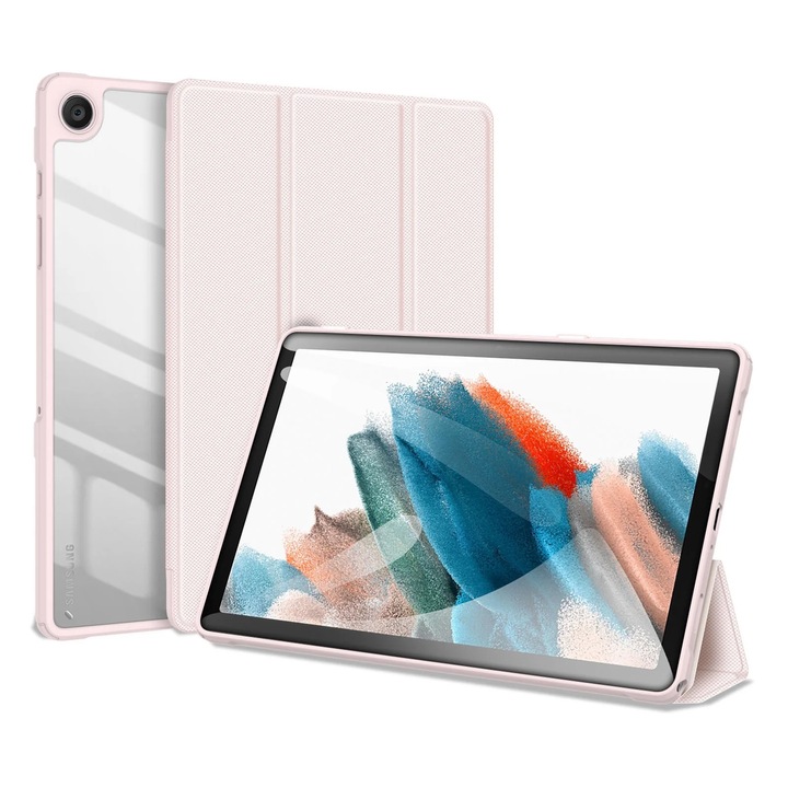 Калъф, Съвместим с Samsung Galaxy Tab A9+ 11", Sigloo, вътрешност от синтетична кожа, прозрачен, PC back, удароустойчив, Розов