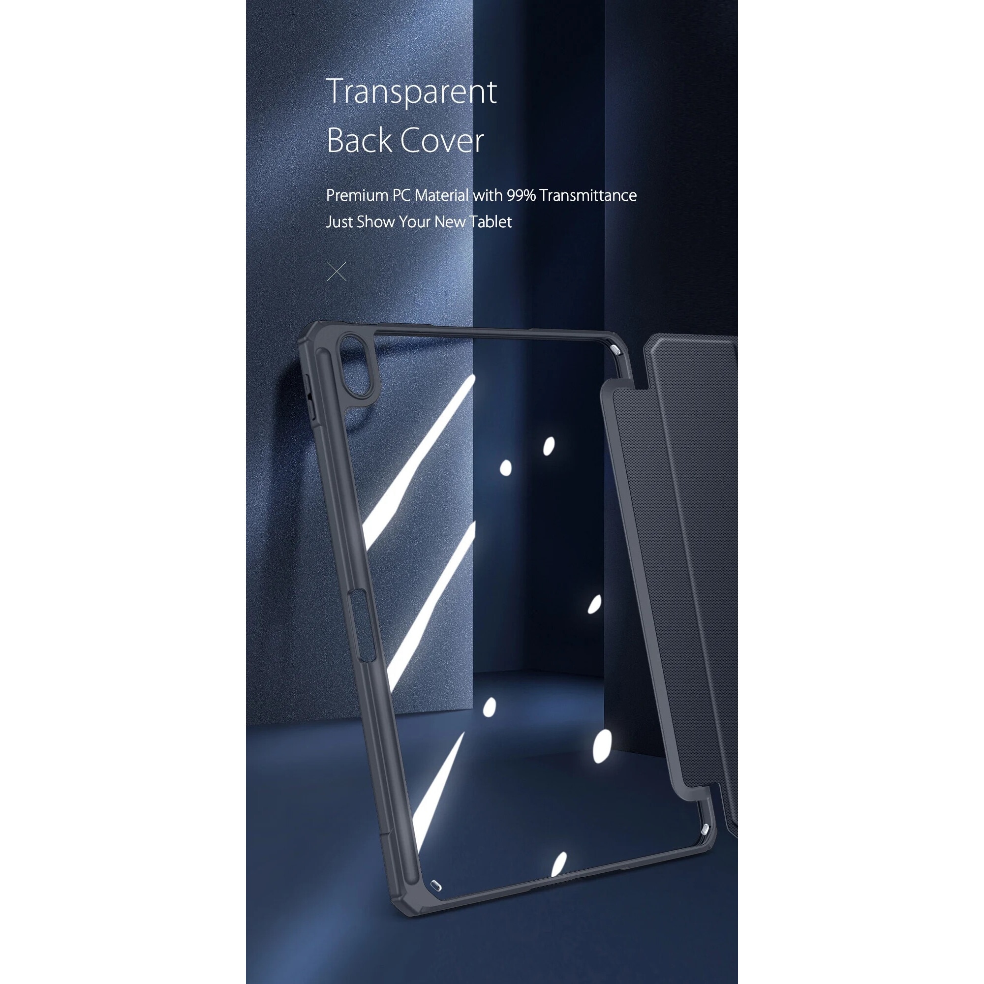 Husa premium tableta Apple iPad Air 11" (2024), Sigloo, interior imitatie piele, suport Smart Pen, spate din PC transparent, rezista la socuri, Pink