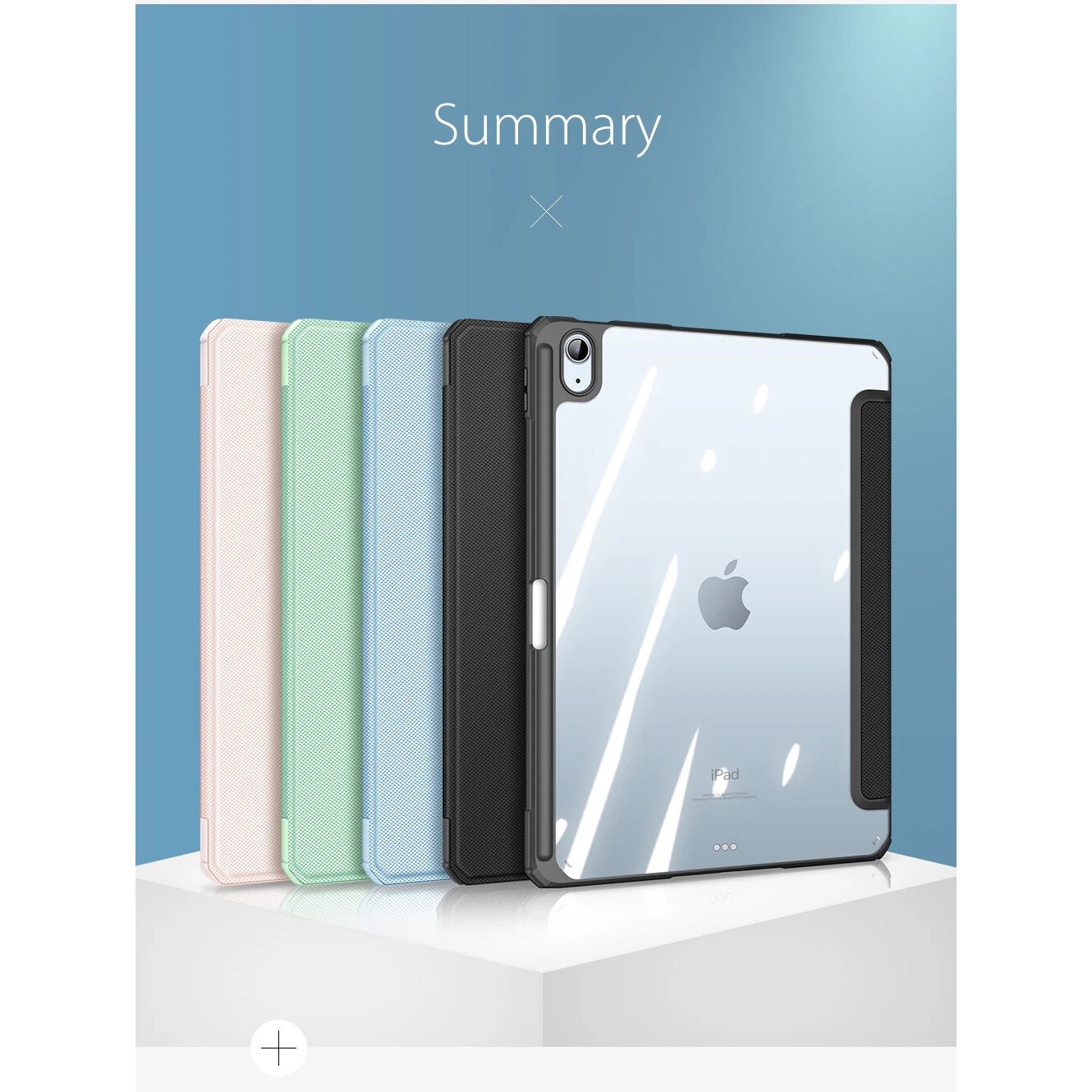 Husa premium tableta Apple iPad Air 11" (2024), Sigloo, interior imitatie piele, suport Smart Pen, spate din PC transparent, rezista la socuri, Pink